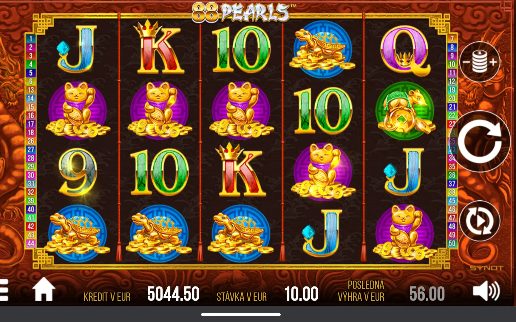 88 Pearls od SYNOT Games, ktorý je možné hrať vo Fortuna Casino a Vegas.