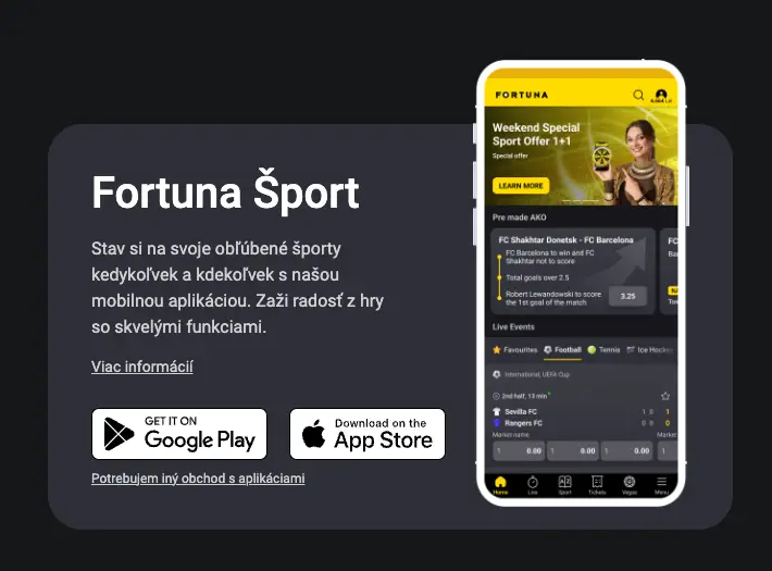 Fortuna aplikácia a kontrolu tiketu Fortuna